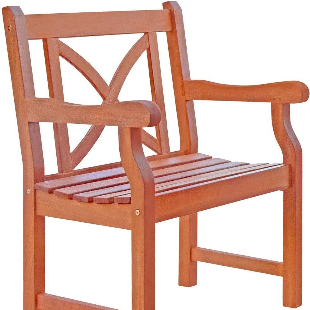 Brown Patio Armchair With Cross Back Design - FurniFindUSA