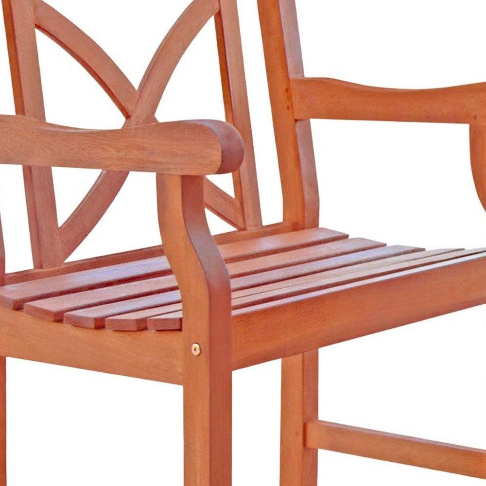 Brown Patio Armchair With Cross Back Design - FurniFindUSA