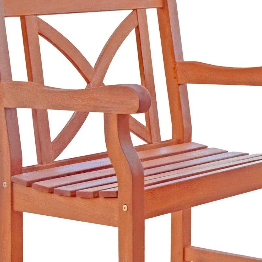 Brown Patio Armchair With Cross Back Design - FurniFindUSA