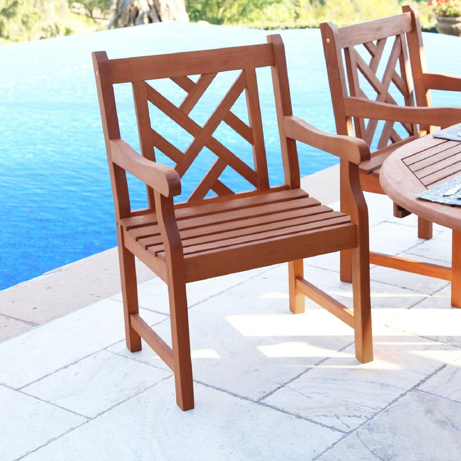 Brown Patio Armchair With Diagonal Design - FurniFindUSA