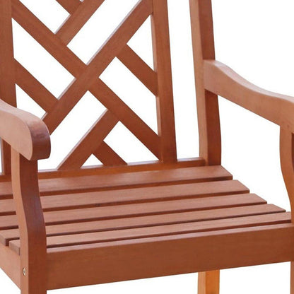 Brown Patio Armchair With Diagonal Design - FurniFindUSA