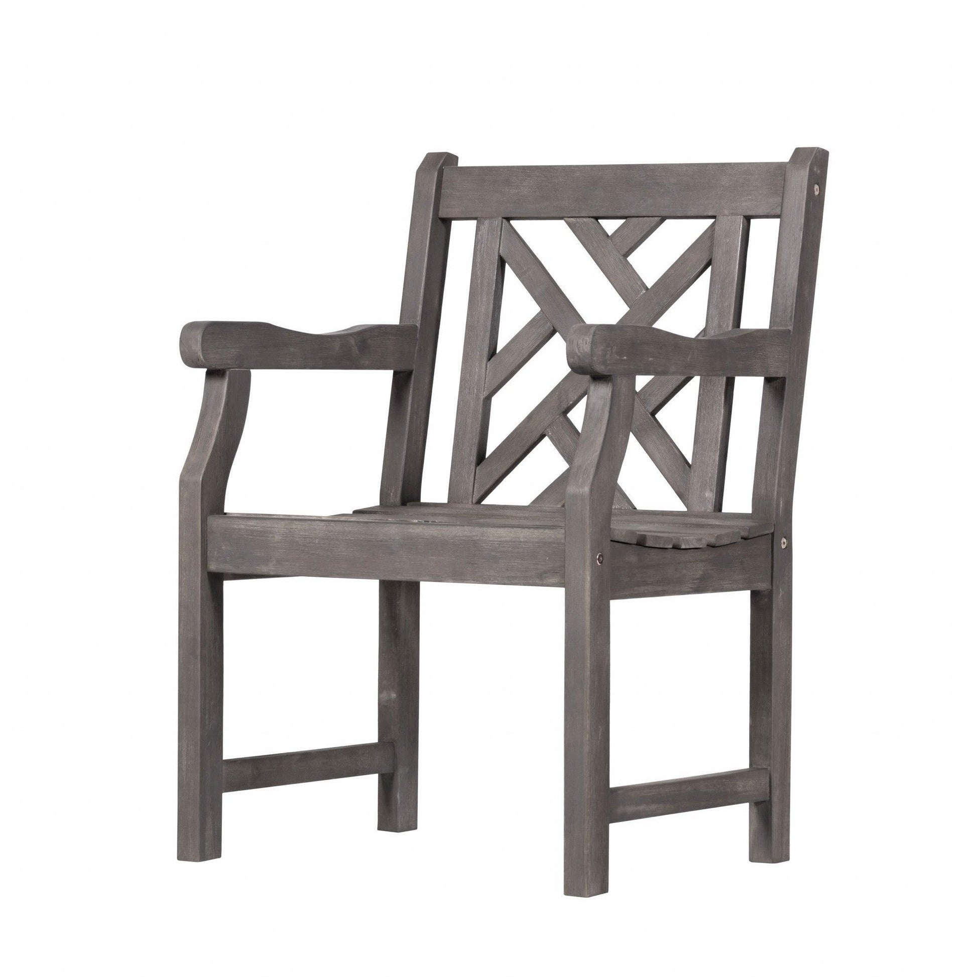 Distressed Patio Armchair With Diagonal Design - FurniFindUSA