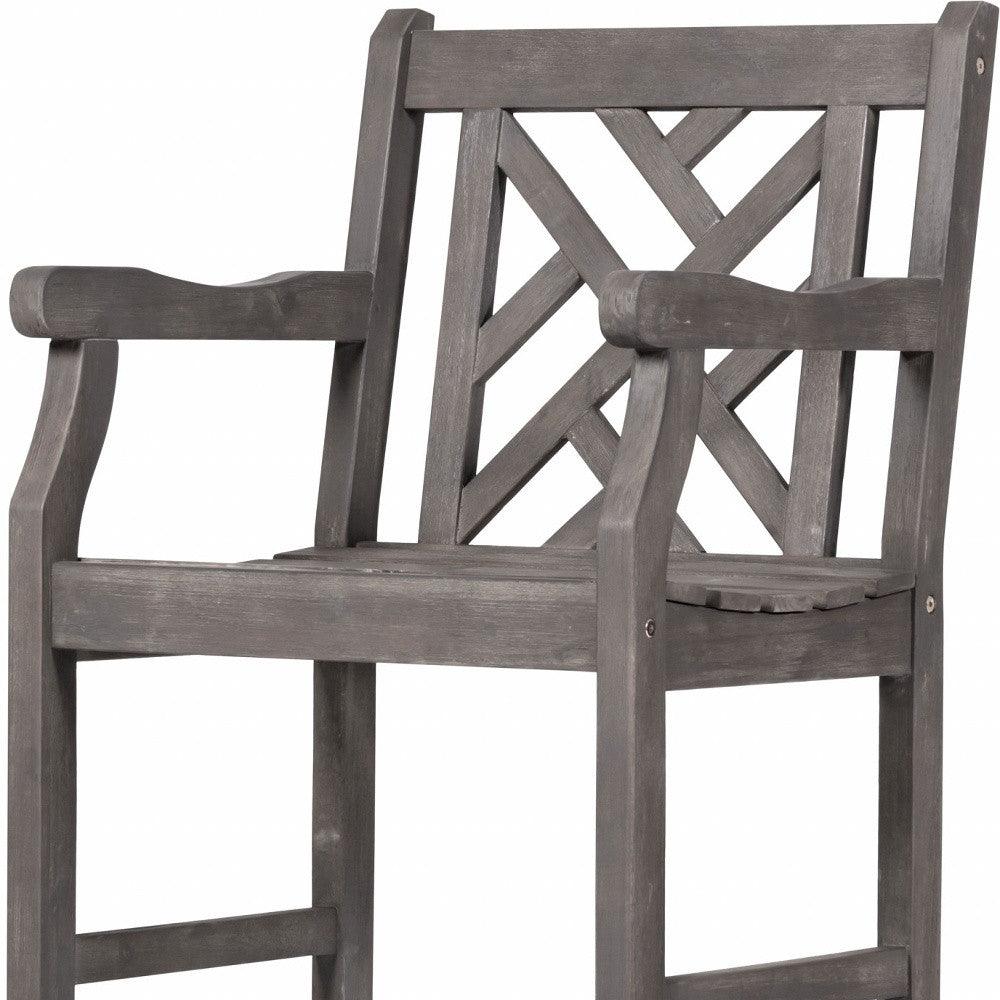 Distressed Patio Armchair With Diagonal Design - FurniFindUSA