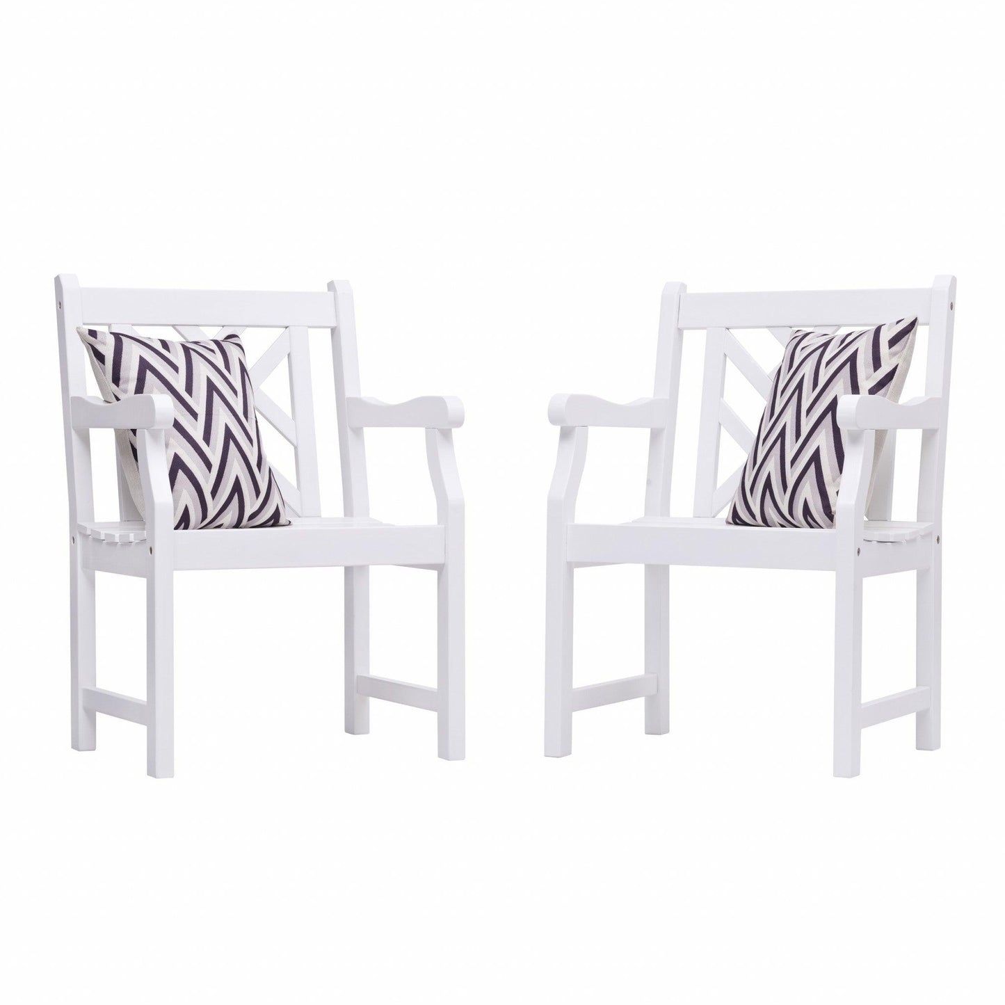 White Patio Armchair With Diagonal Design - FurniFindUSA