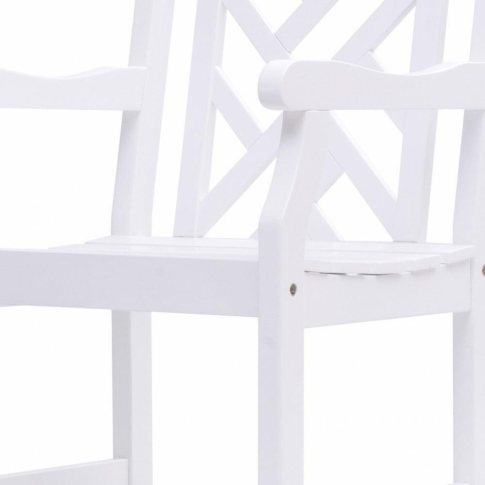 White Patio Armchair With Diagonal Design - FurniFindUSA