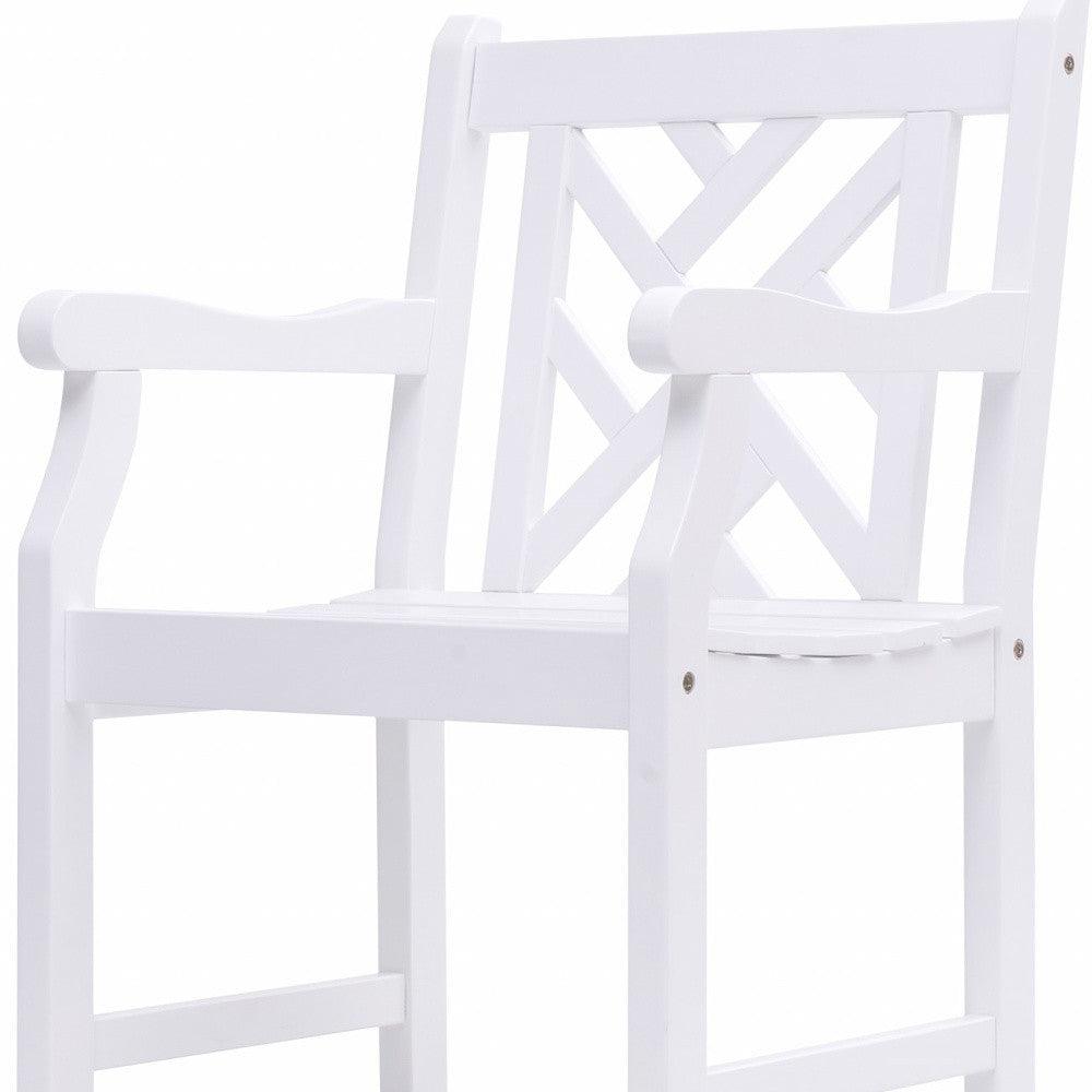 White Patio Armchair With Diagonal Design - FurniFindUSA