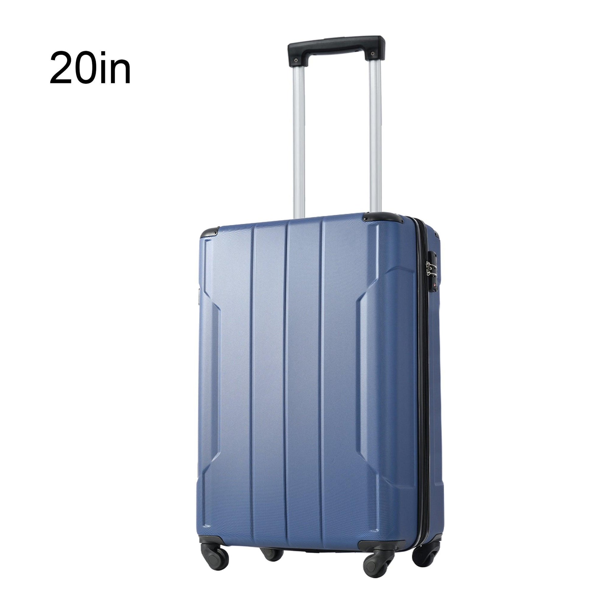 Hardshell Luggage Spinner Suitcase with TSA Lock Lightweight 20'' (Single Luggage) Blue + ABS + 20 Inch Carry On - FurniFindUSA