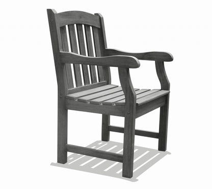 Distressed Patio Armchair With Horizontal Slats - FurniFindUSA