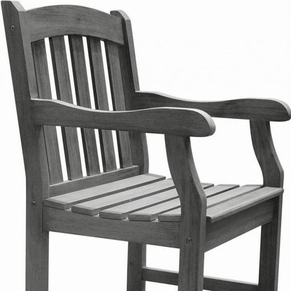 Distressed Patio Armchair With Horizontal Slats - FurniFindUSA