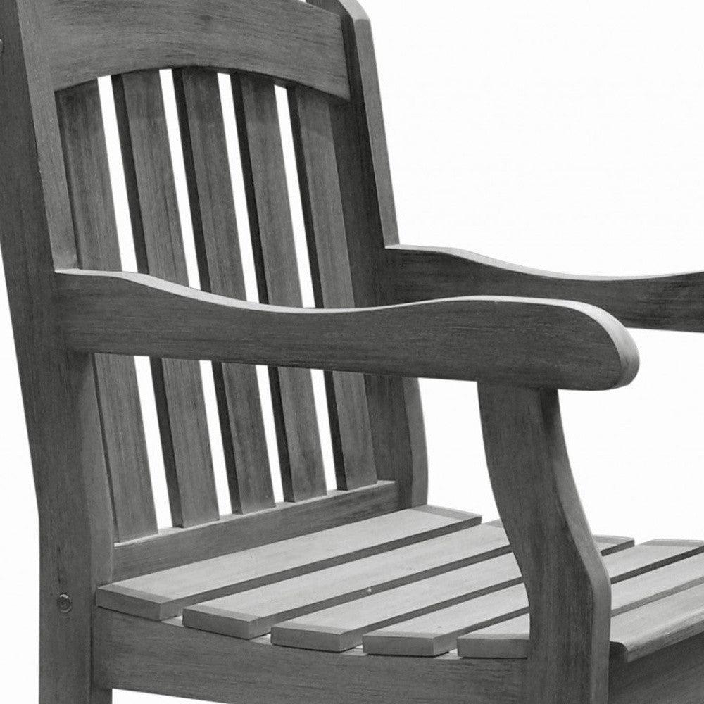 Distressed Patio Armchair With Horizontal Slats - FurniFindUSA