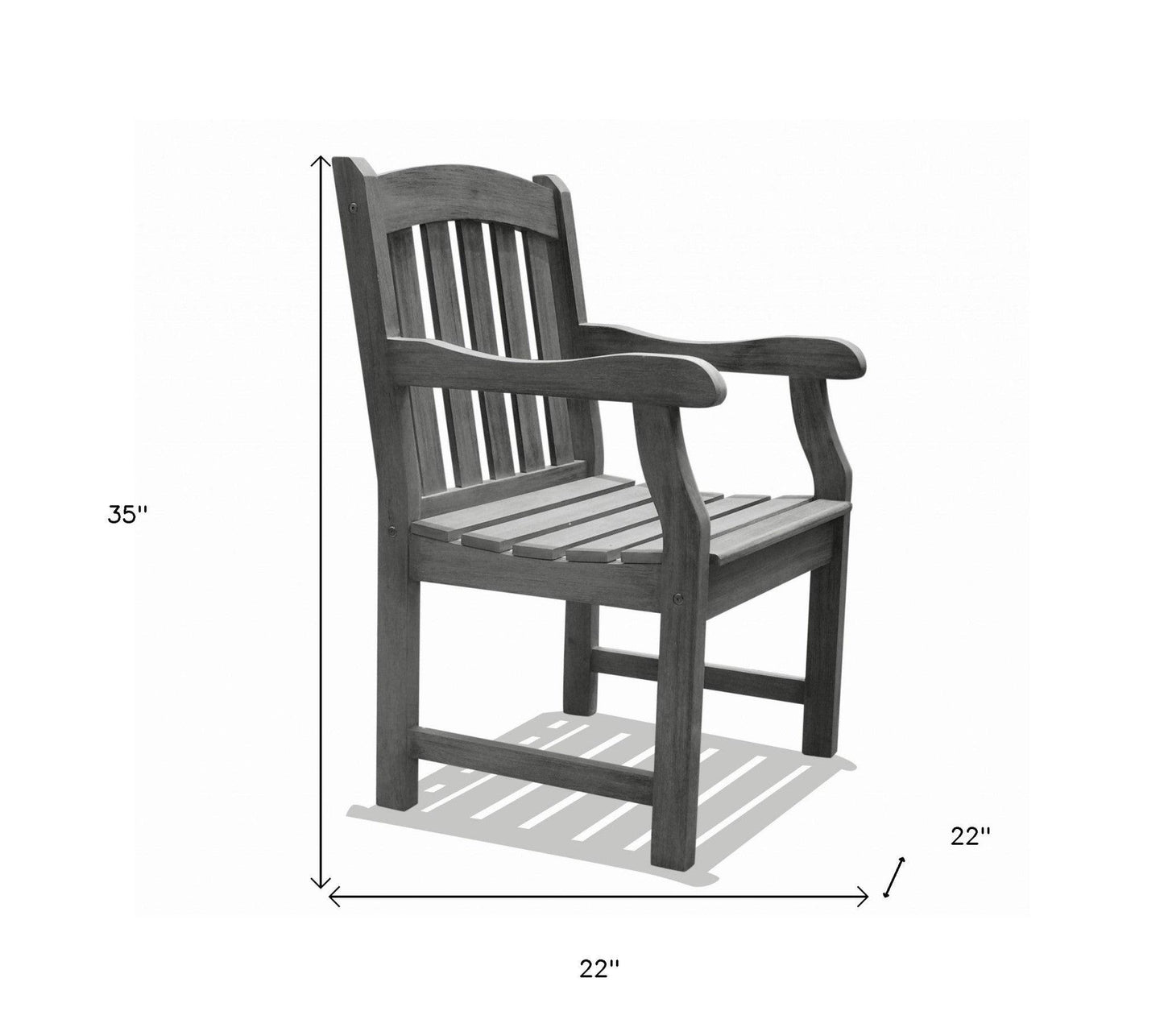 Distressed Patio Armchair With Horizontal Slats - FurniFindUSA