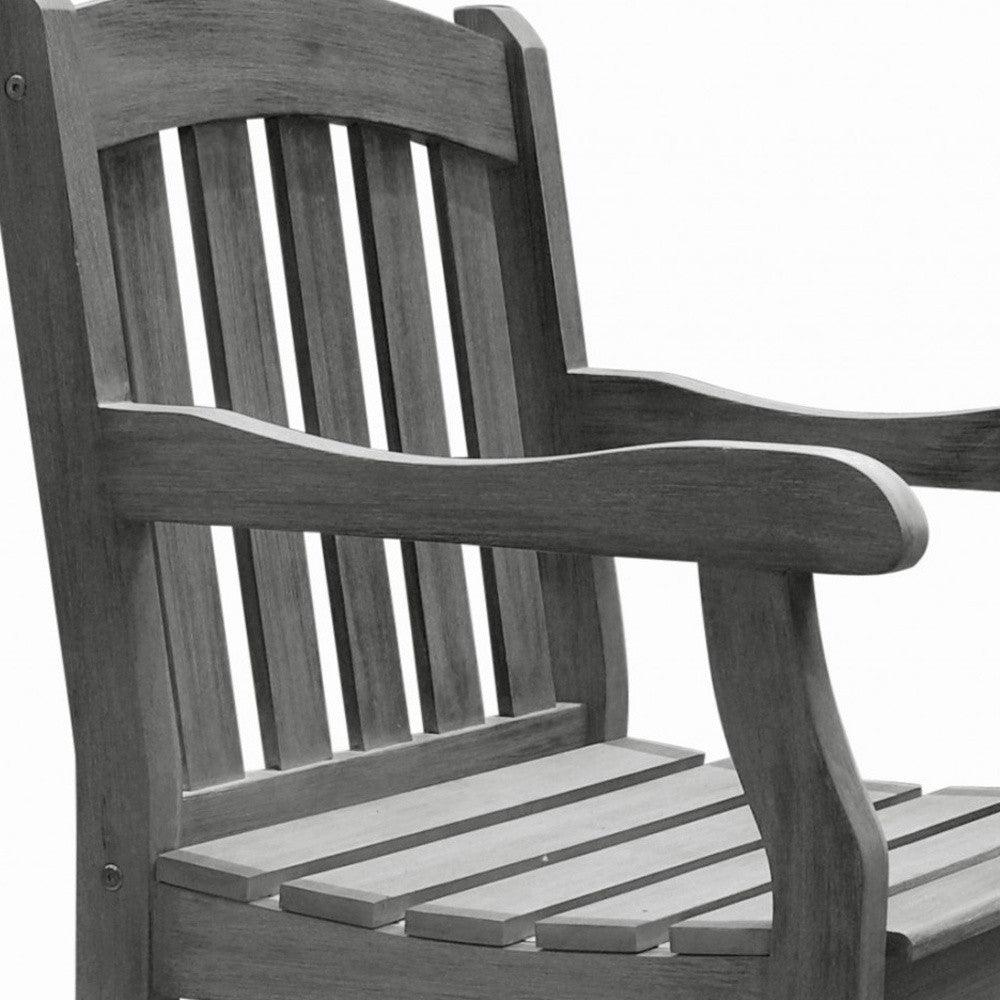 Distressed Patio Armchair With Horizontal Slats - FurniFindUSA