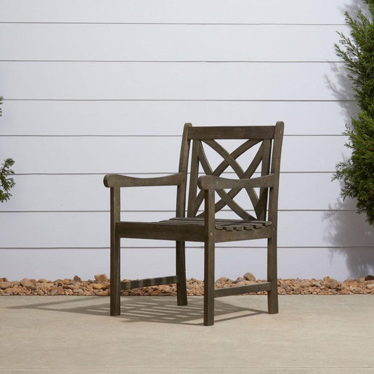 Distressed Patio Armchair With Decorative Back - FurniFindUSA