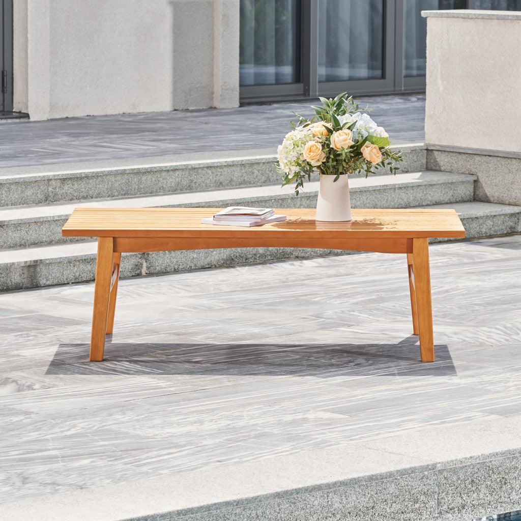 Natural Wood Outdoor Rectangular Coffee Table - FurniFindUSA