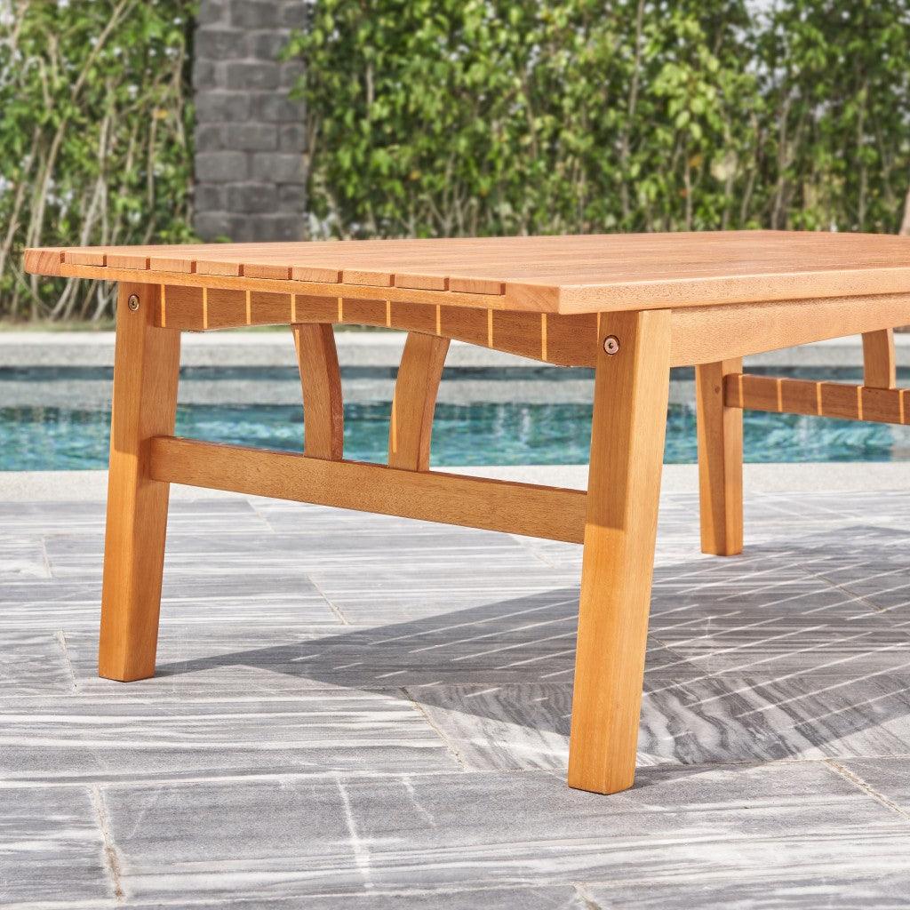 Natural Wood Outdoor Rectangular Coffee Table - FurniFindUSA