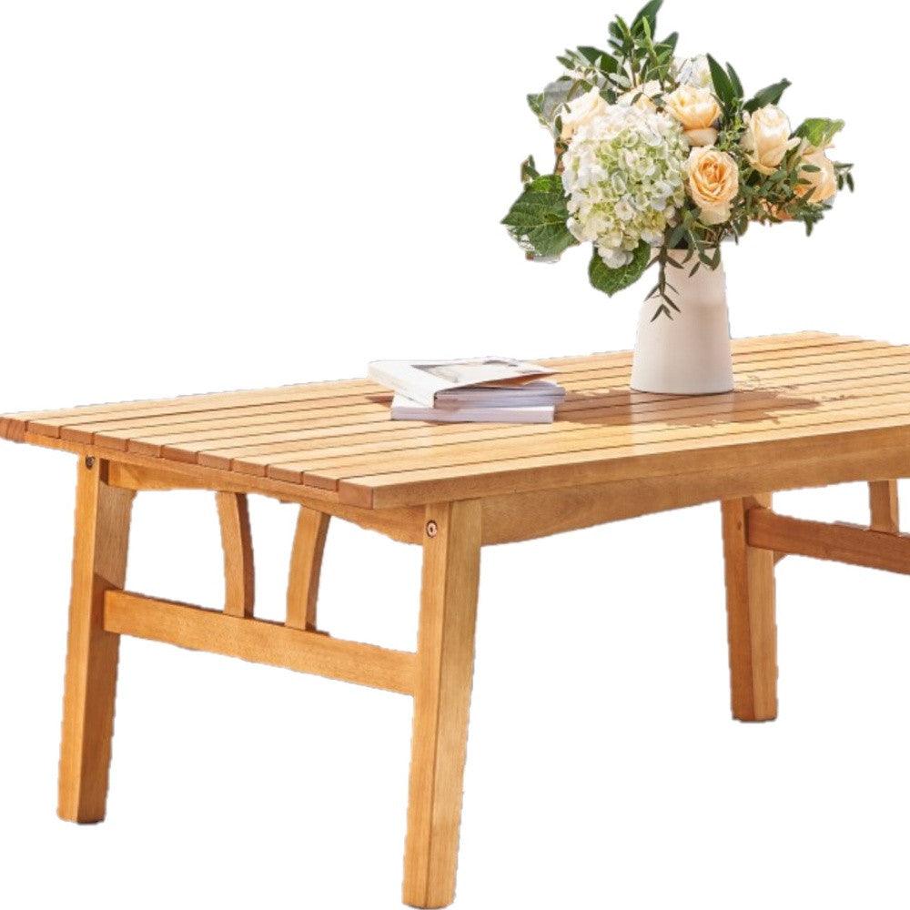 Natural Wood Outdoor Rectangular Coffee Table - FurniFindUSA