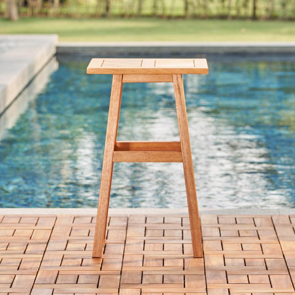 29" Natural Eucalyptus Slat Wood Outdoor End Table - FurniFindUSA