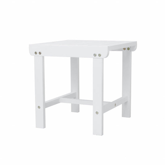 White Outdoor Wooden Side Table - FurniFindUSA