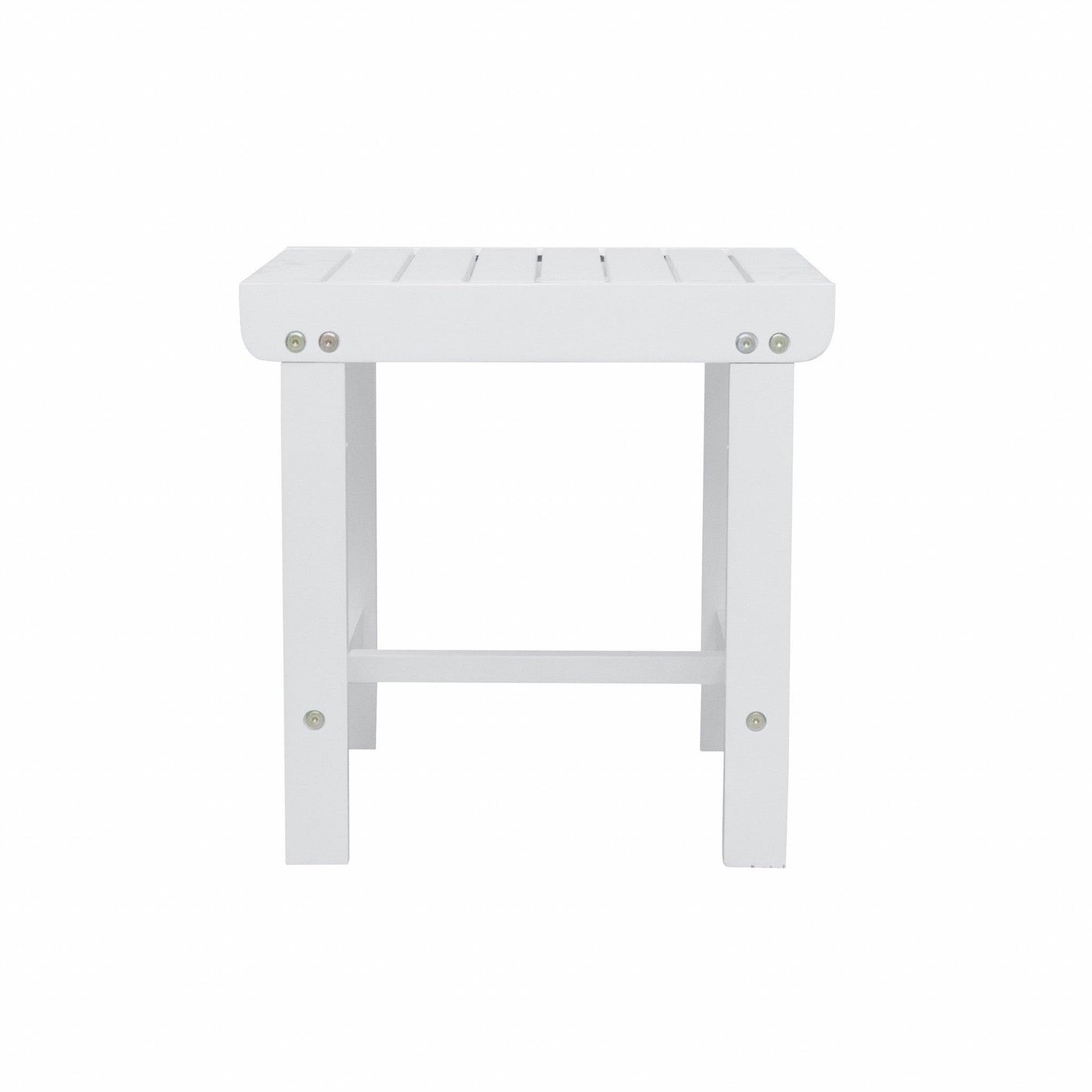 White Outdoor Wooden Side Table - FurniFindUSA