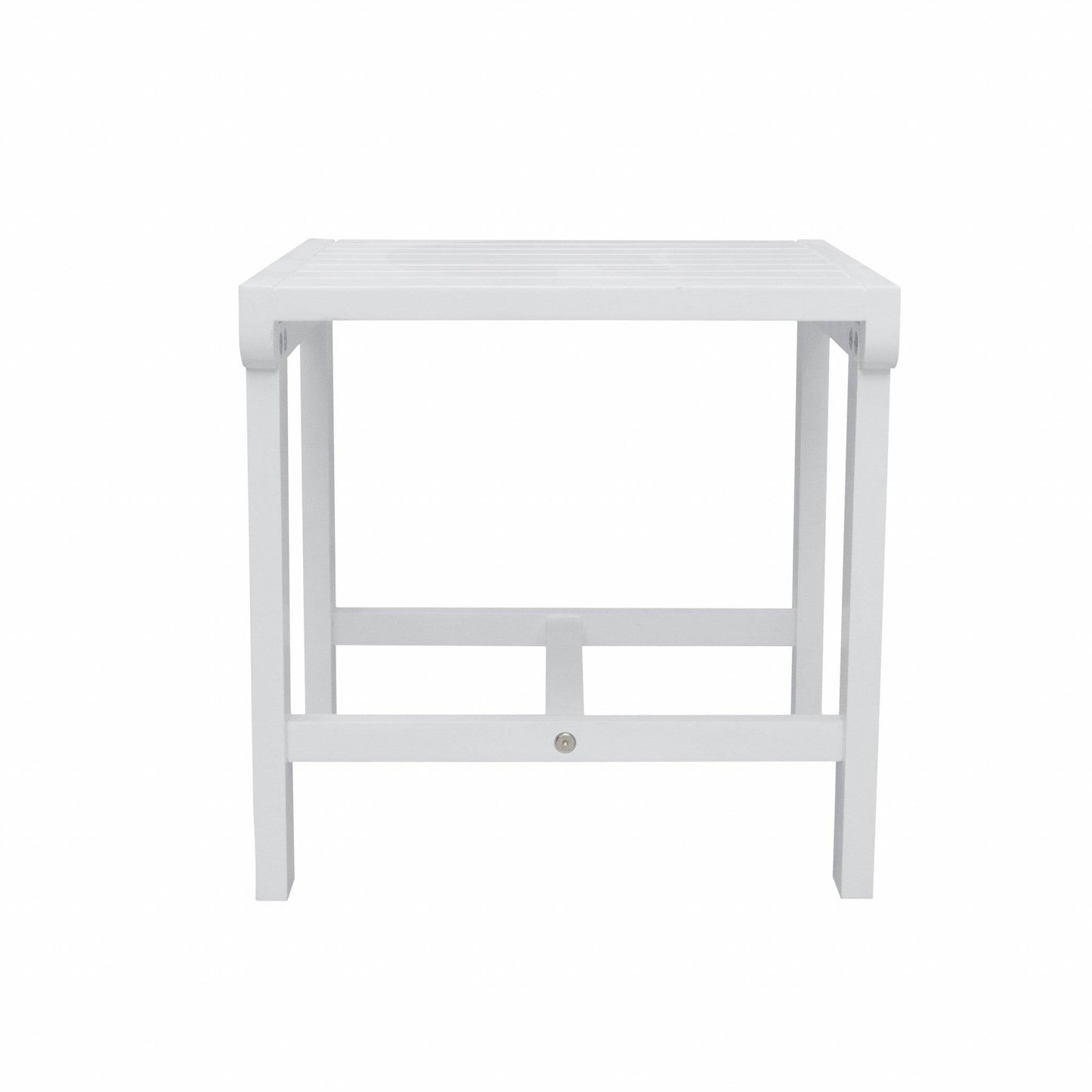 White Outdoor Wooden Side Table - FurniFindUSA