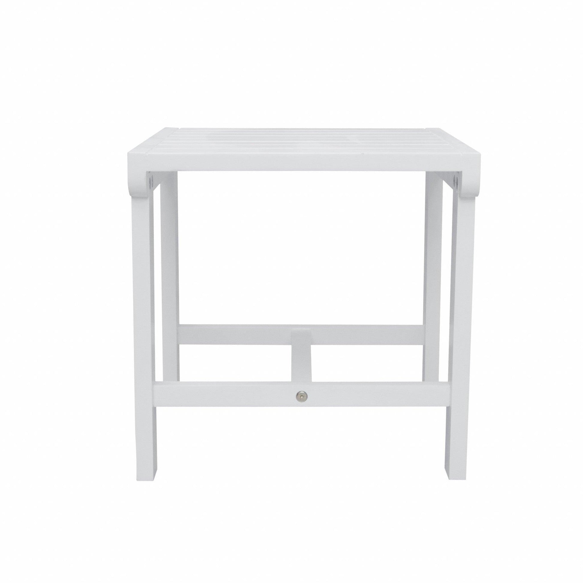 White Outdoor Wooden Side Table - FurniFindUSA