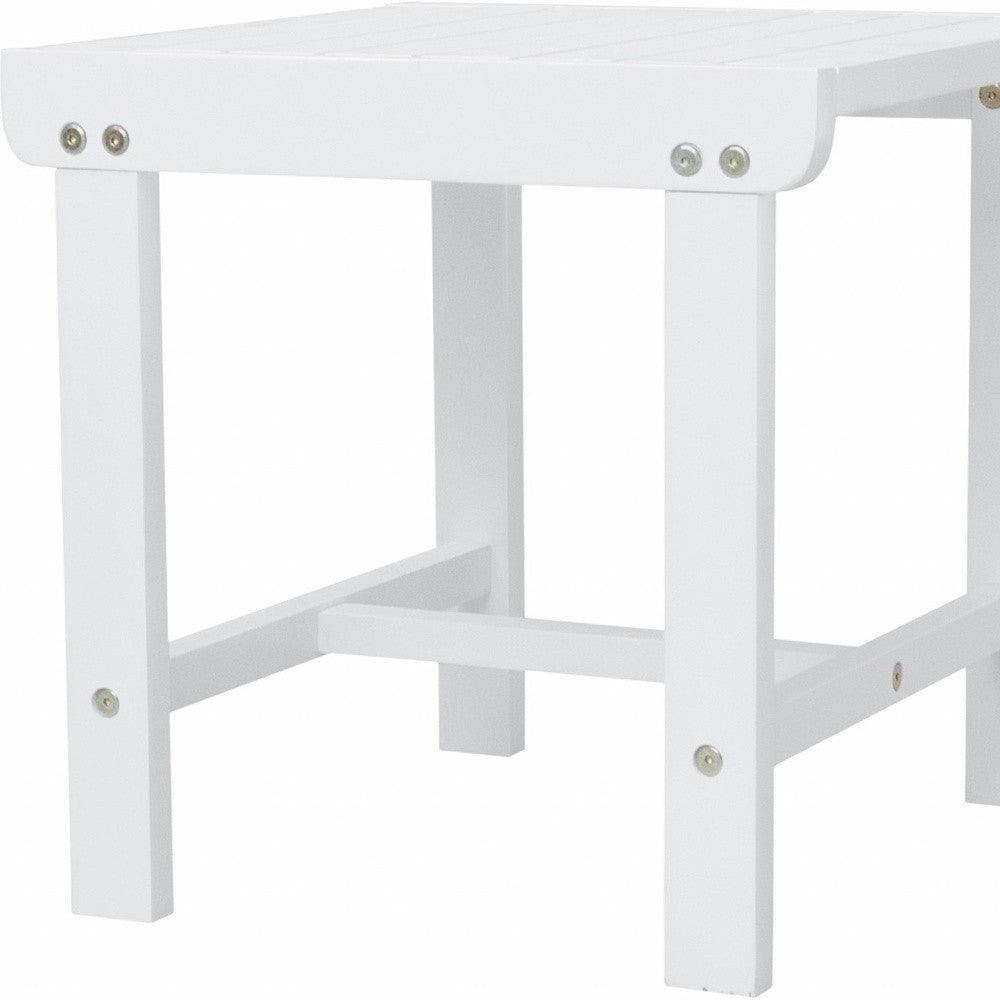 White Outdoor Wooden Side Table - FurniFindUSA