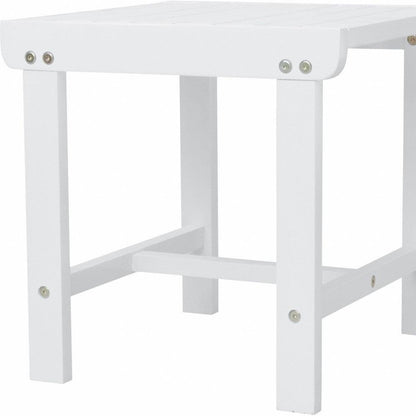 White Outdoor Wooden Side Table - FurniFindUSA