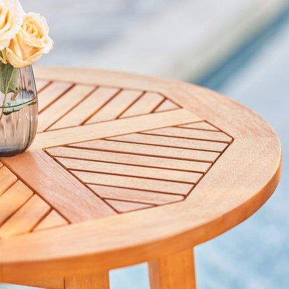 42" Natural Eucalyptus Slat Wood Outdoor Round Bar Table - FurniFindUSA