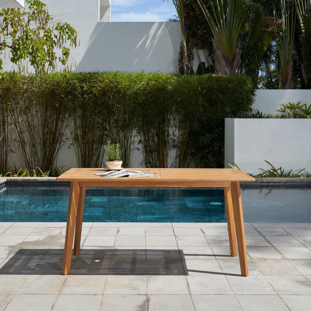 Natural Wood Dining Table With Slatted Top - FurniFindUSA