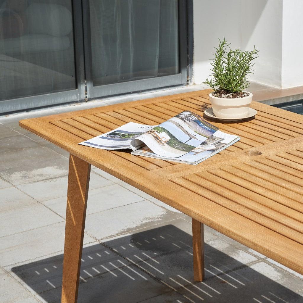 Natural Wood Dining Table With Slatted Top - FurniFindUSA