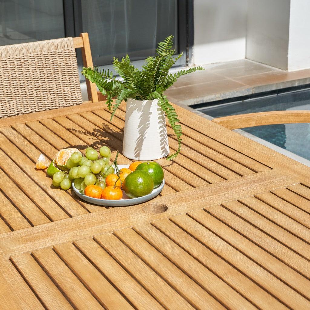 Natural Wood Dining Table With Slatted Top - FurniFindUSA