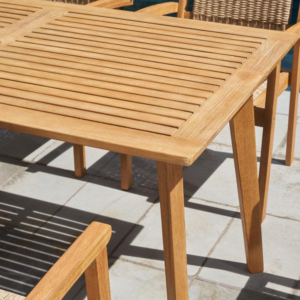 Natural Wood Dining Table With Slatted Top - FurniFindUSA