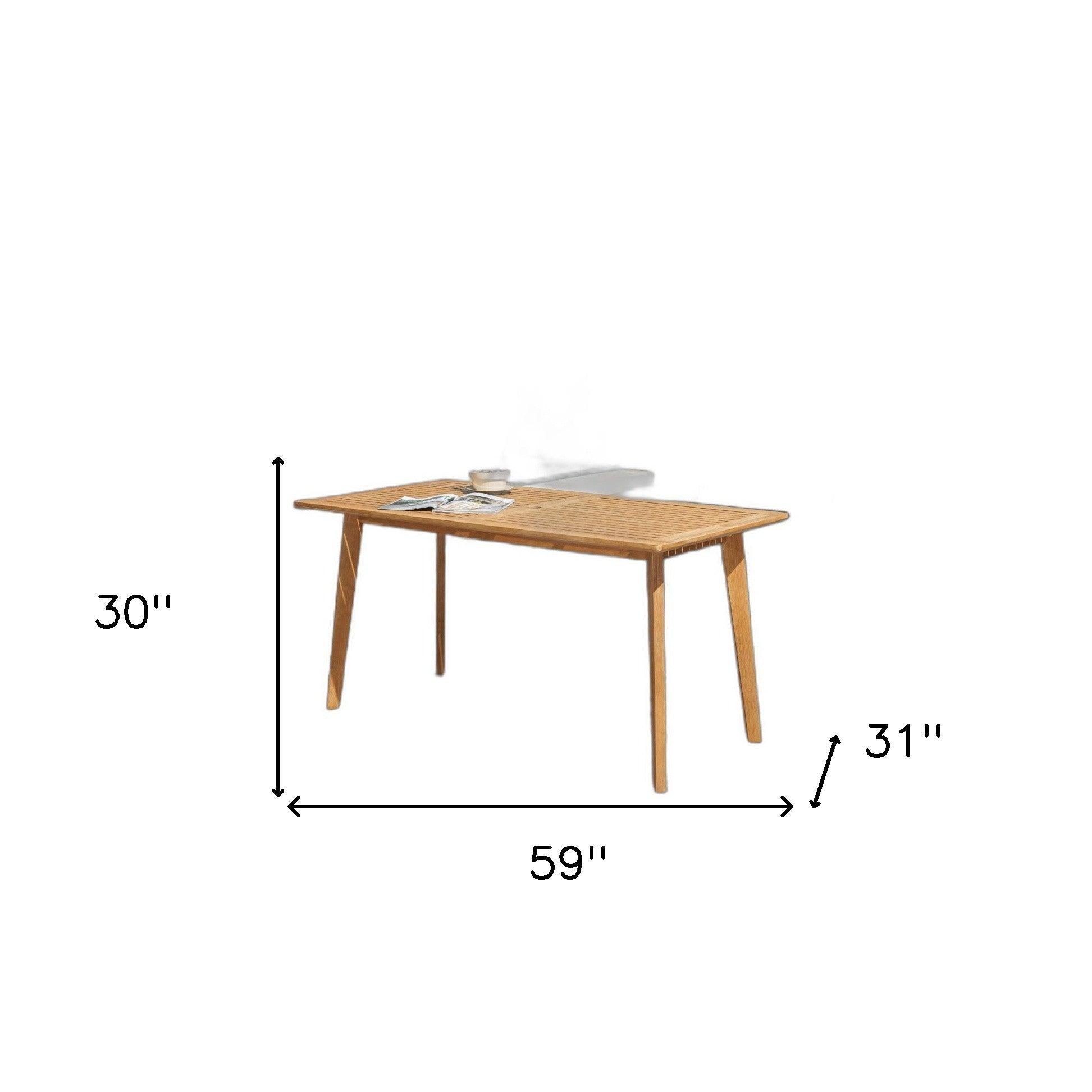 Natural Wood Dining Table With Slatted Top - FurniFindUSA