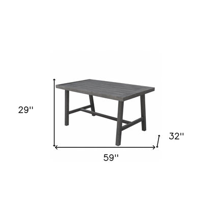 Dark Grey Dining Table With Leg Support - FurniFindUSA