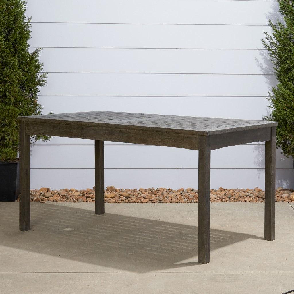 Distressed Grey Dining Table With Straight Legs - FurniFindUSA