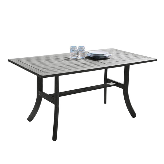 Distressed Grey Dining Table With Curved Legs - FurniFindUSA