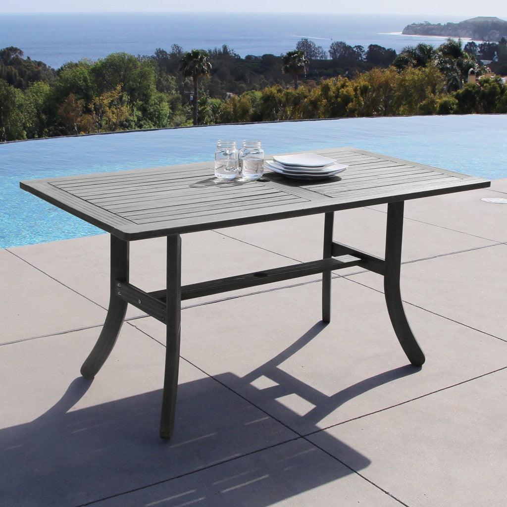 Distressed Grey Dining Table With Curved Legs - FurniFindUSA