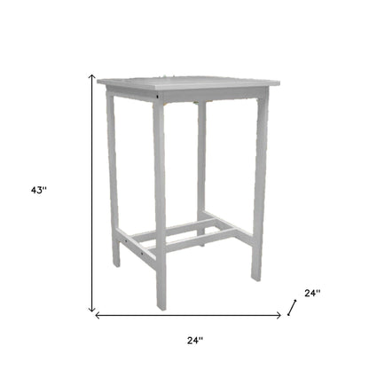 43" White Solid Wood Slat Indoor Outdoor High Top Bar Table - FurniFindUSA