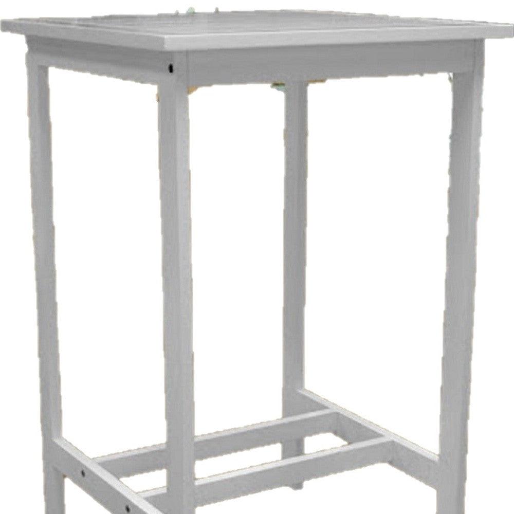 43" White Solid Wood Slat Indoor Outdoor High Top Bar Table - FurniFindUSA