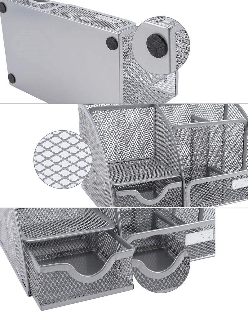 9" Gray Metal Desk Organizer HomeRoots