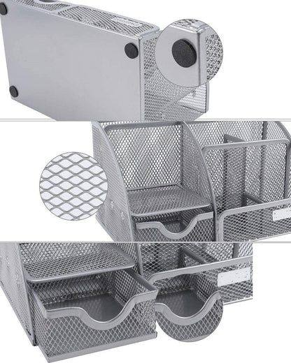 9" Gray Metal Desk Organizer HomeRoots
