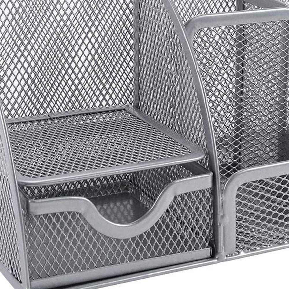 9" Gray Metal Desk Organizer HomeRoots