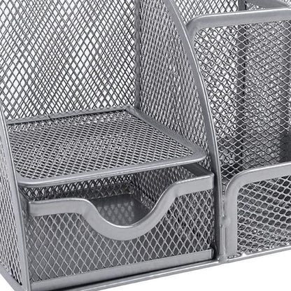 9" Gray Metal Desk Organizer HomeRoots
