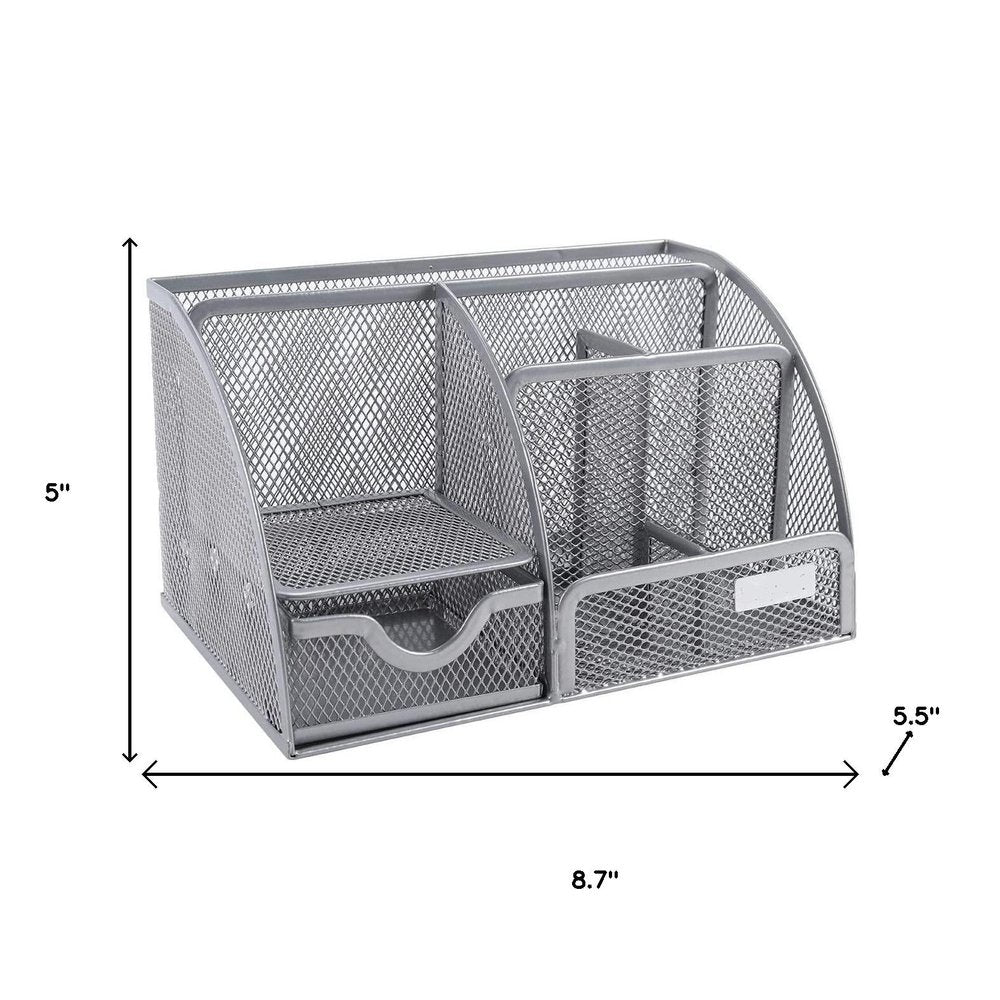 9" Gray Metal Desk Organizer HomeRoots