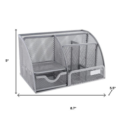 9" Gray Metal Desk Organizer HomeRoots