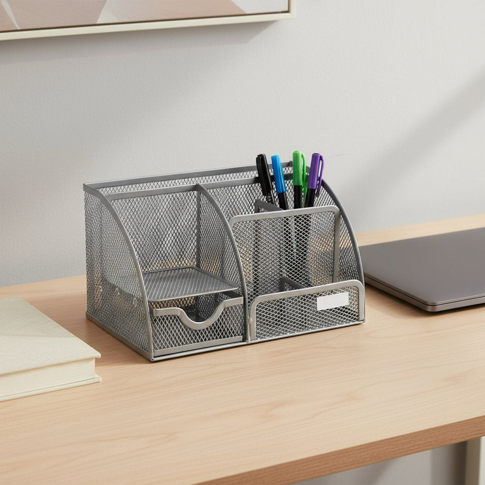 9" Gray Metal Desk Organizer HomeRoots