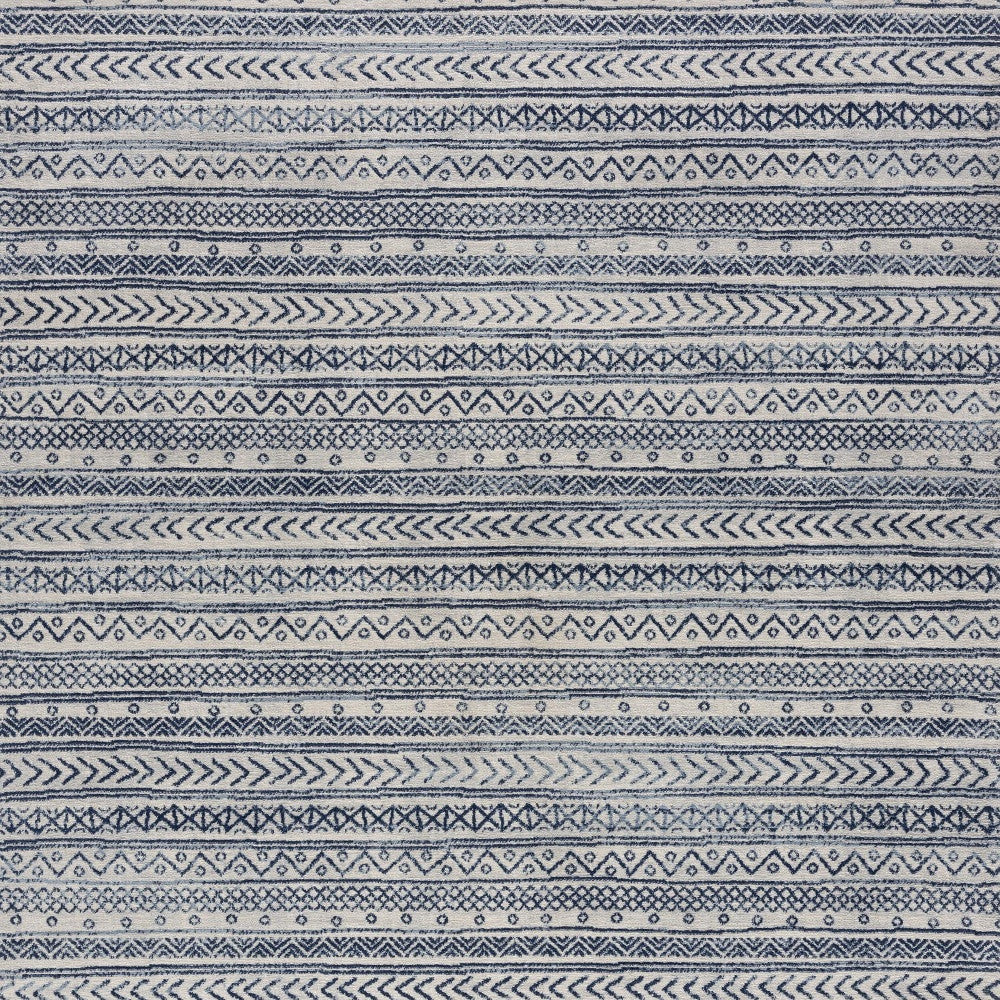 2’ X 4’ Navy Blue Decorative Stripes Area Rug