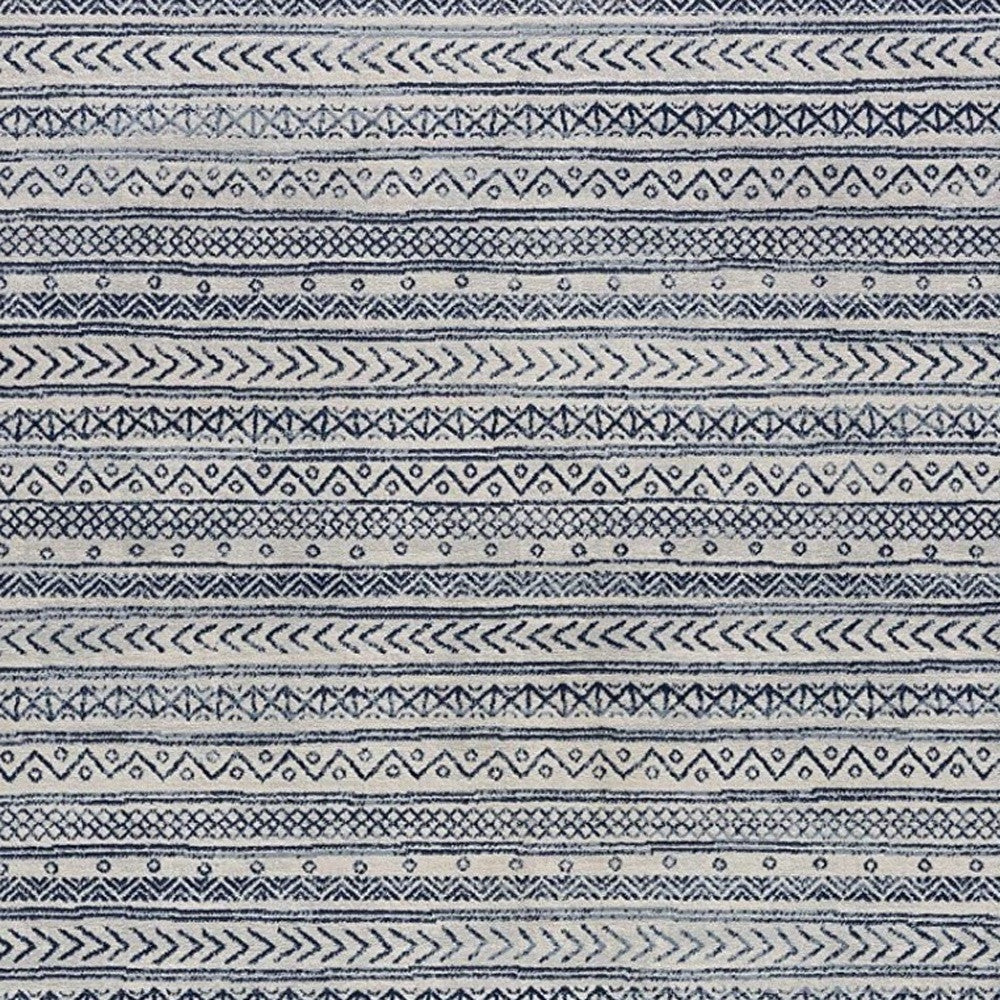 2’ X 4’ Navy Blue Decorative Stripes Area Rug