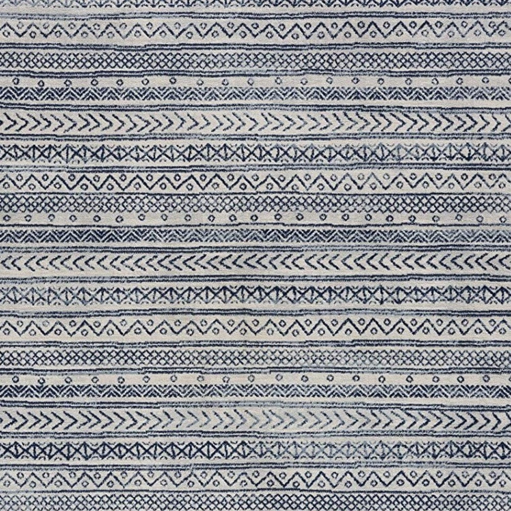 2’ X 4’ Navy Blue Decorative Stripes Area Rug