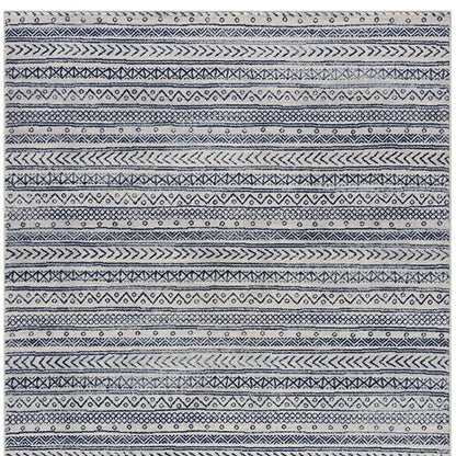 2’ X 4’ Navy Blue Decorative Stripes Area Rug